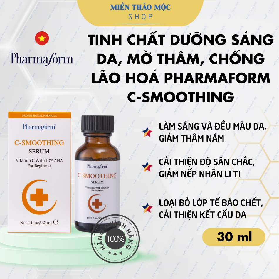 Tinh chất dưỡng sáng da mờ thâm chống lão hoá Pharmaform C-Smoothing Serum 30ml
